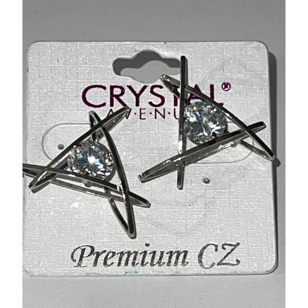 Crystal Avenue Triangle Cubic Zirconia Earrings -- Nwts